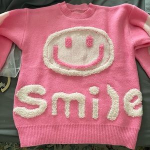 New Wool sweater size large from hoodies for heroes pink and white.